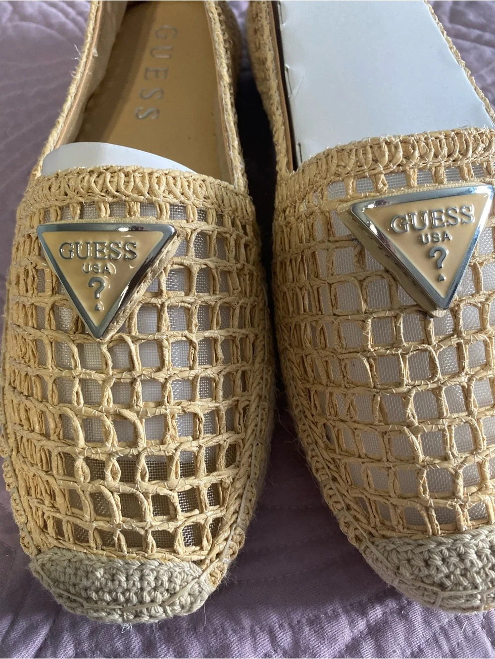 GUESS Women’s Beige Slip-On Espadrille Flat Shoe Round Toe US 9M Mones2